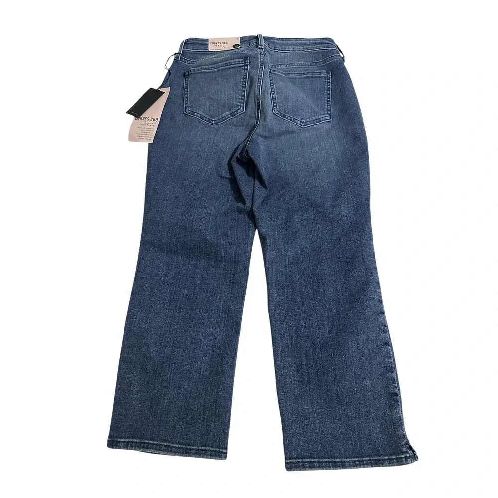 NYDJ Womens Curves 360 Slim Straight Crop Side Slits Jeans Caliente Blue Size 0 - Picture 2 of 6